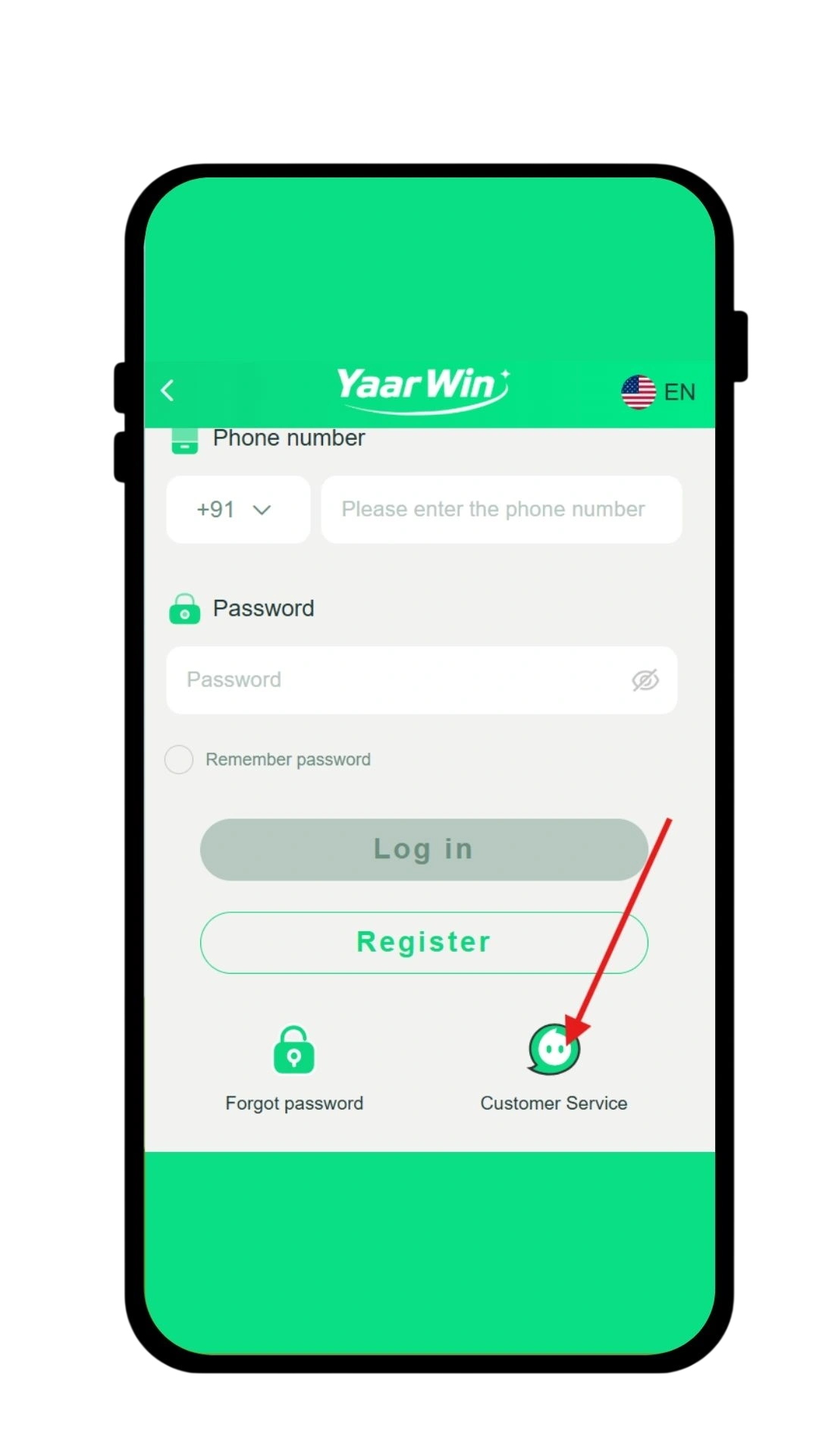 Click on customer service option on the login page